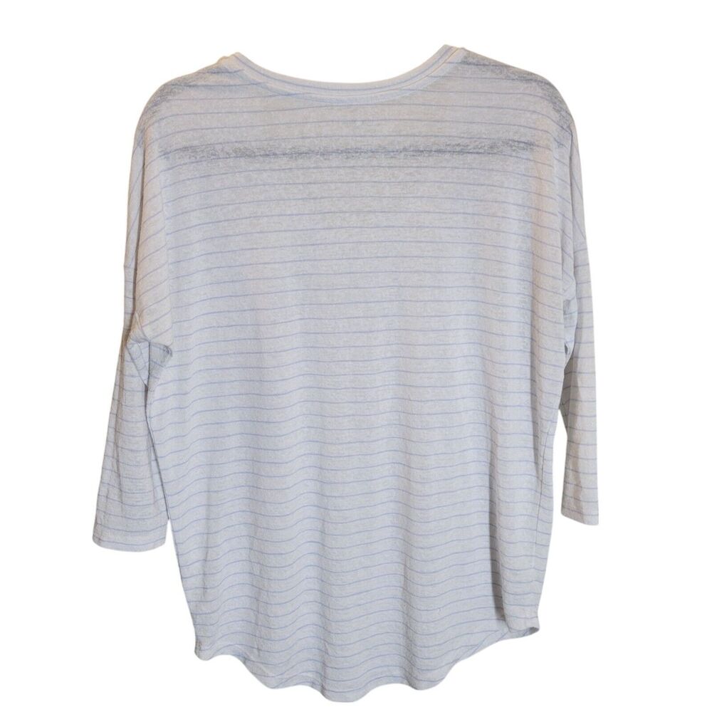 Ann Taylor LOFT Womens Sz S White Blue Striped 3/4 Sleeve Blouse - Picture 5 of 11
